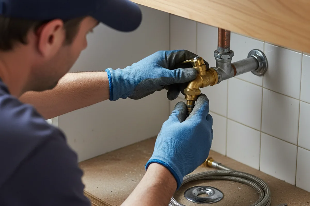 Shutoff valve and fitting work during Emergency Plumbing in Perkins